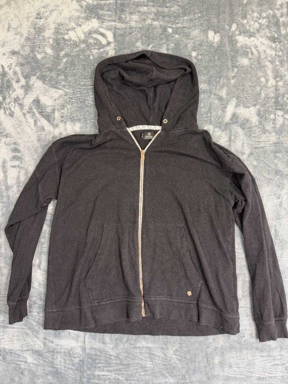 Volcom Womens Black Zip-Up Hoodie Jacket With Pockets Size 14